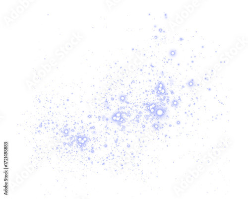 Abstract blue png overlay with soft glowing particles scattered across a white background, creating a dreamy and ethereal atmosphere for design projects and creative applications