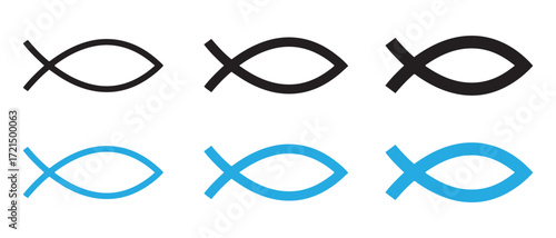 fish symbol set. in different styles isolated on white background.