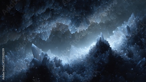 Wallpaper Mural Ethereal Crystal Formation Deep Within a Gothic Cave Surrounded by Mystical Light and Shadows Torontodigital.ca