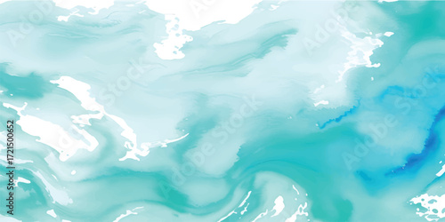 Hand Painted Aqua Blue Watercolor Abstract Wash with Gradient Layers and Ocean Inspired Smooth Artistic Flow