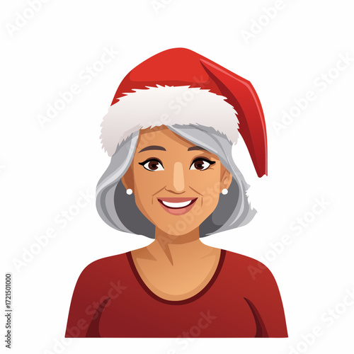 Alte Frau mit einer Weihnachtsmütze