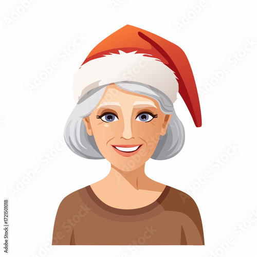 Alte Frau mit einer Weihnachtsmütze