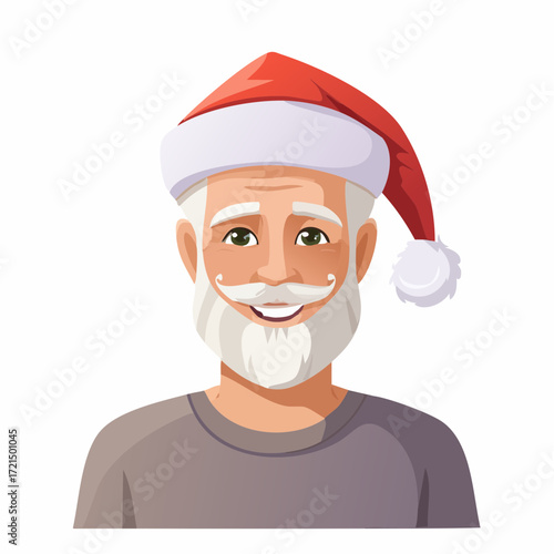 Alter Mann mit einer Weihnachtsmütze