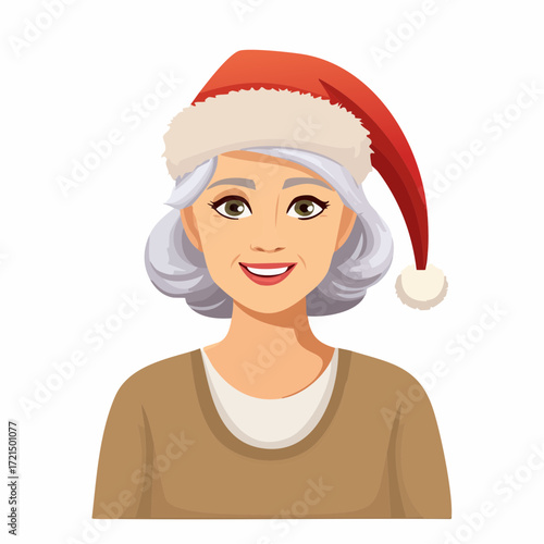 Alte Frau mit einer Weihnachtsmütze