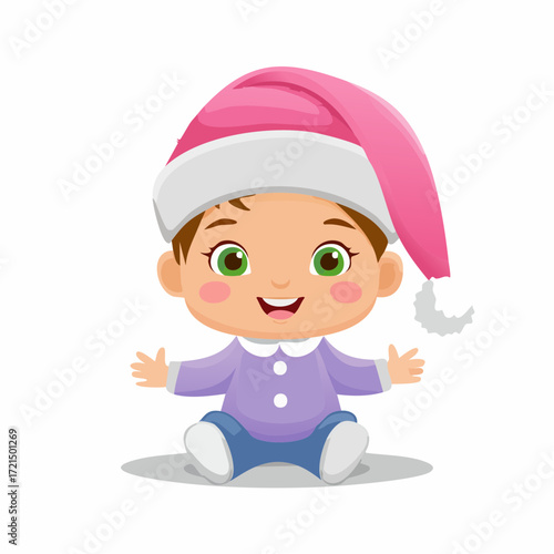 Baby mit einer Weihnachtsmütze