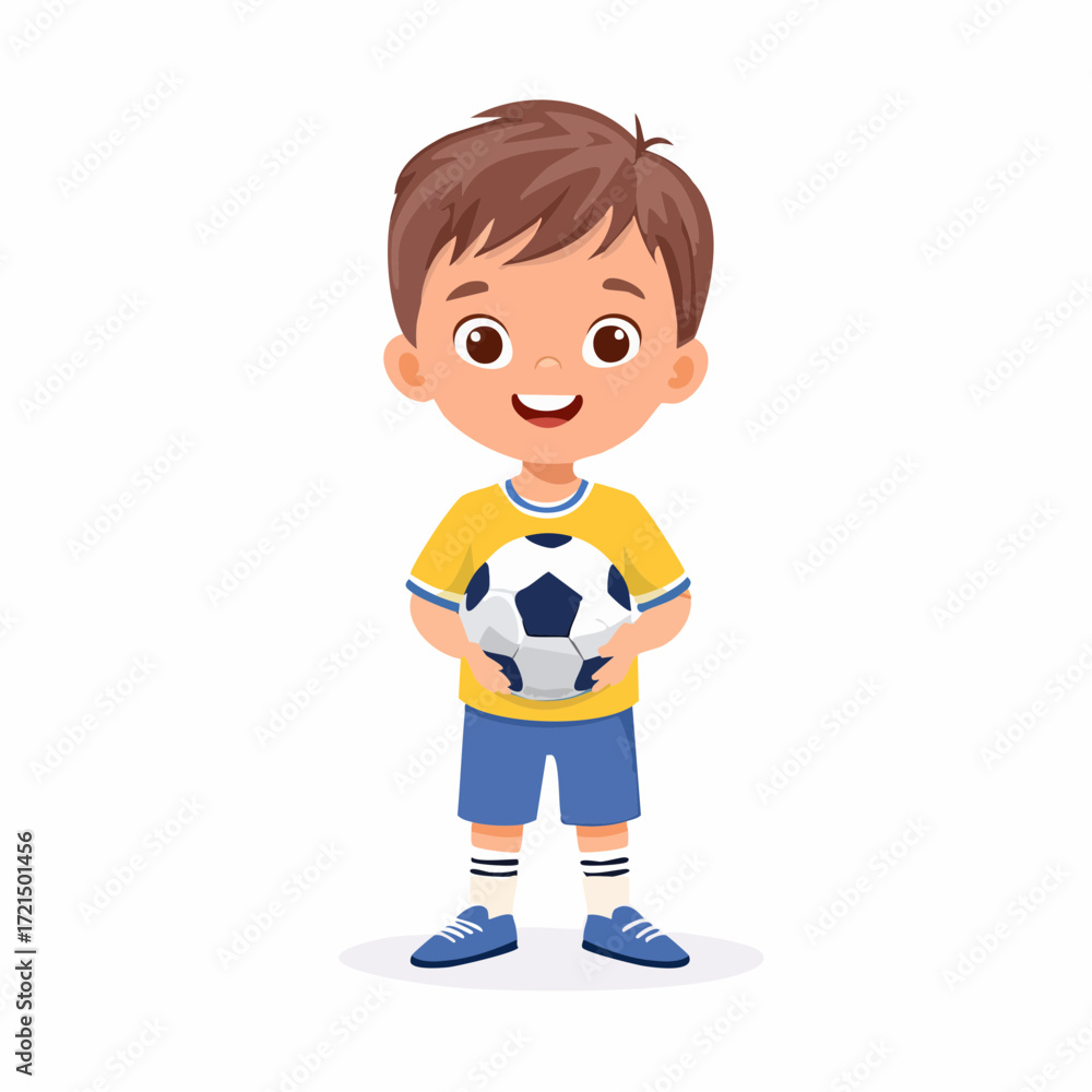 Fototapeta premium Kleiner Junge mit einem Fußball
