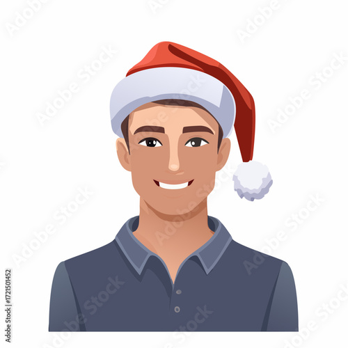 Junger Mann mit einer Weihnachtsmütze