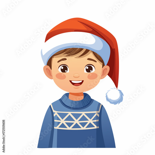 Kleiner Junge mit einer Weihnachtsmütze