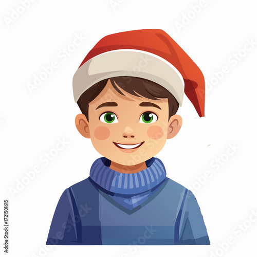 Kleiner Junge mit einer Weihnachtsmütze