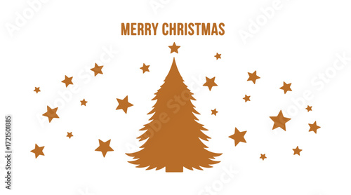Christmas tree star greetings silhouette on a plain background

