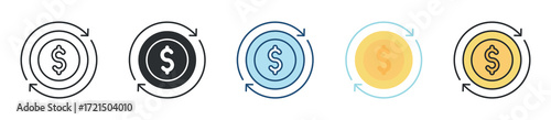 Money Flow Icon Set Multiple Style Collection