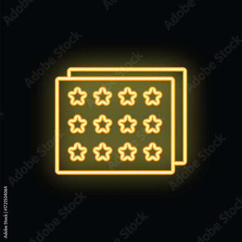 Yellow neon icon representing a customer satisfaction survey with a grid of five star ratings
