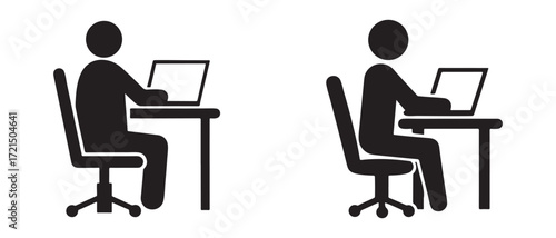 Correct and incorrect sitting posture. isolated on white background.