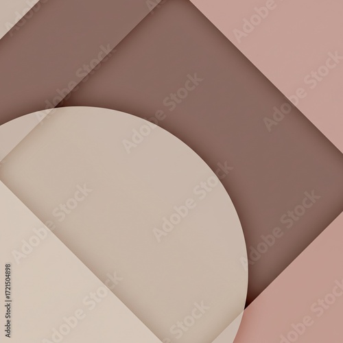 Abstract geometric background featuring overlapping shapes and layers in soft, earthy brown tones