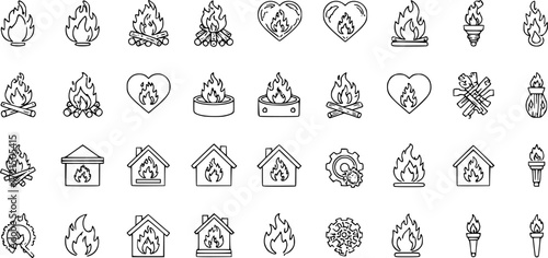 Premium pack of fire line icons.