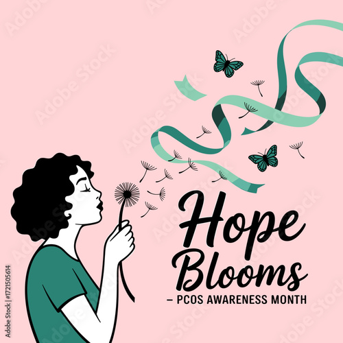 Hope Blooms PCOS Awareness Ribbon Design