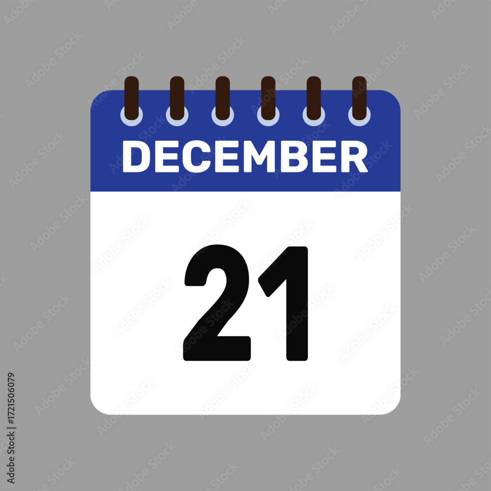 Fototapeta premium calendar with december 21 icon vector reminder for important deadlines and special events this autumn season