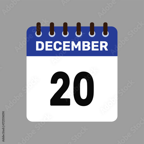 calendar with december 20 icon vector reminder for important deadlines and special events this autumn season