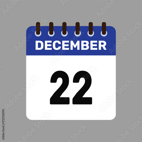 calendar with december 22 icon vector reminder for important deadlines and special events this autumn season