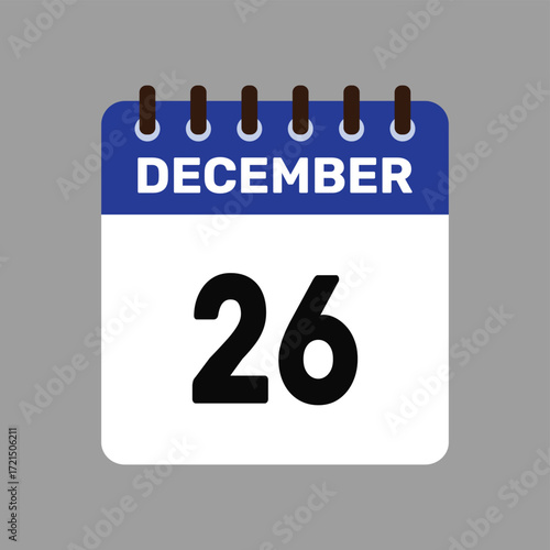 calendar with december 26 icon vector reminder for important deadlines and special events this autumn season