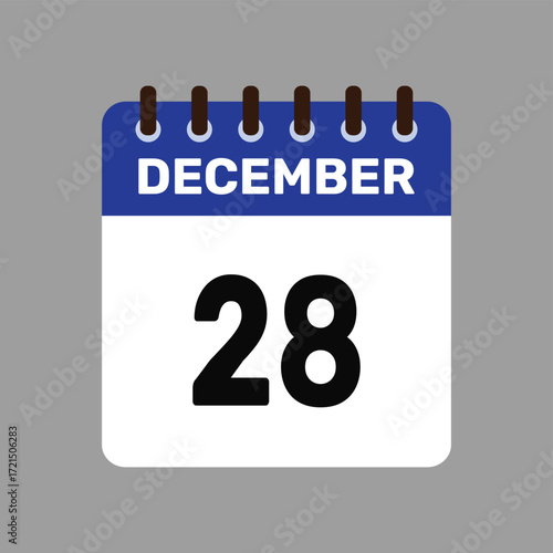 calendar with december 28 icon vector reminder for important deadlines and special events this autumn season