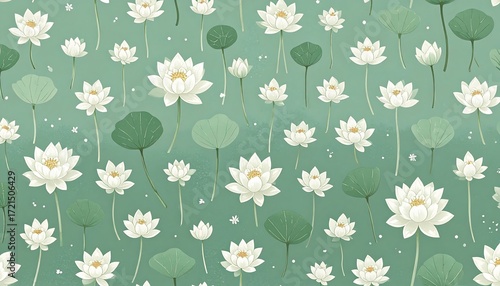 Floral lotus pond pattern