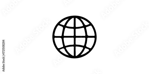 Vector Global icon. Simple black and white globe icon representing global connectivity and the internet.