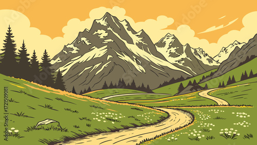 landscape with mountains