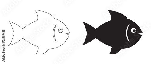 Fish vector icon set. aquatic animal symbol isolated on white background.