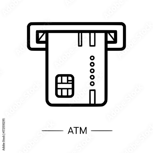 Atm machine slot with credit card inserted simple icon for financial transactions