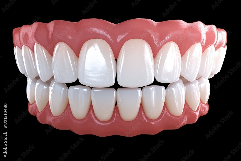 Obraz premium Perfect White Teeth Denture on Black Background