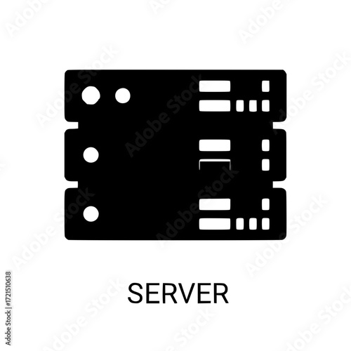 Three stacked servers rack mounted data center technology network equipment digital storage