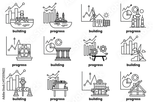 image is a series of buildings and construction sites