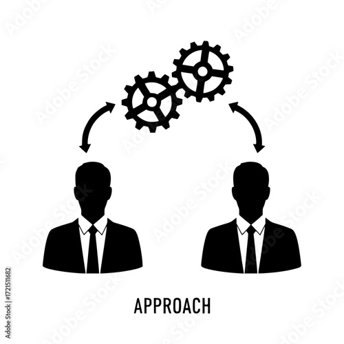 Teamwork collaboration business synergy process gears partnership strategy connection icon
