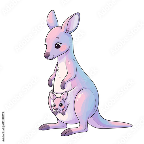 A tender mother kangaroo with her joey in her pouch.