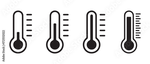 Thermometer icon set. isolated on white background for temperature measurement.