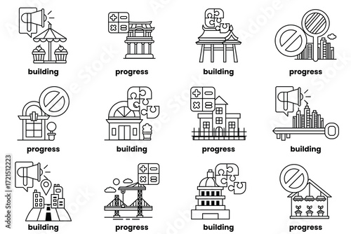 image is a series of different buildings, each with a different design