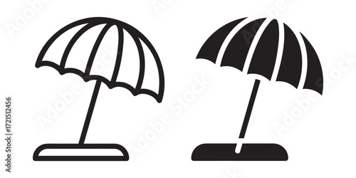 Beach umbrella icon. isolated on white background for summer vacation concept.