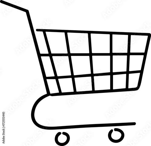 Shopping cart outline illustration in flat style with transparent background  