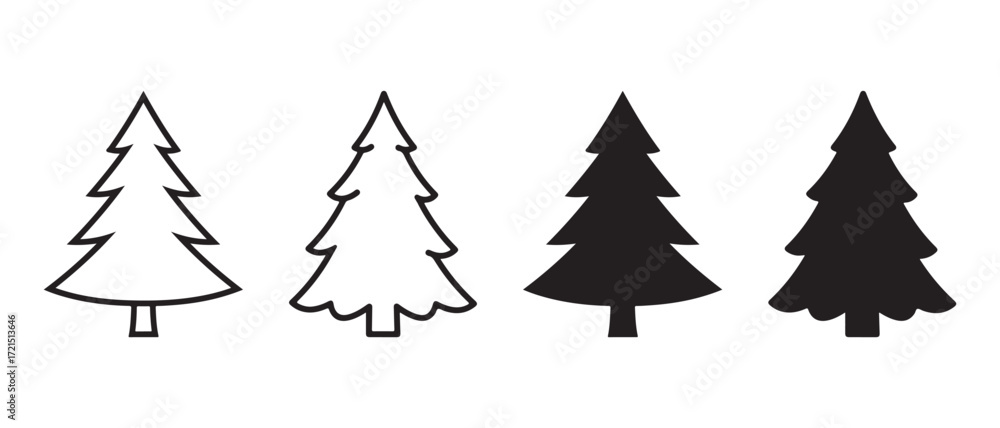 Obraz premium christmas tree icons. isolated on white background for winter holidays.