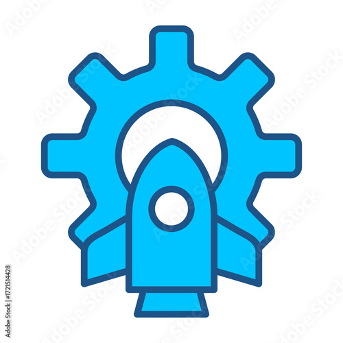 Future Icon In Blue Monochrome Flat Design, Vector Illustration
