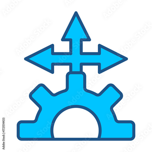Direction Icon In Blue Monochrome Flat Design, Vector Illustration