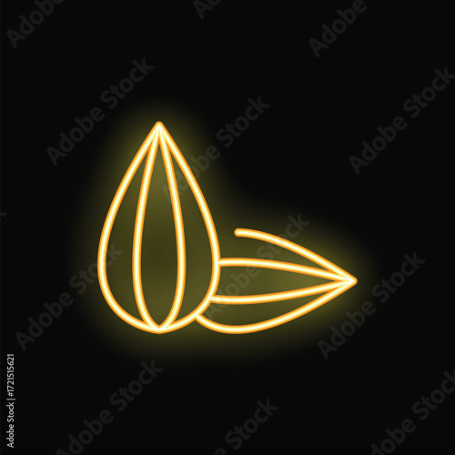 Neon sign illuminating a dark room, perfect for designs related to healthy food, snacks, or restaurants