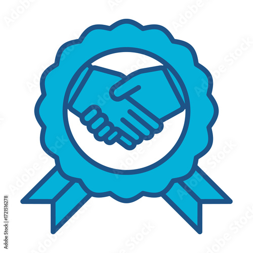 Trustworthy Icon In Blue Monochrome Flat Design, Vector Illustration