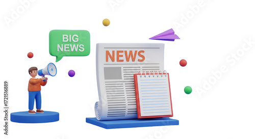 3D Illustration of Breaking News and Announcement