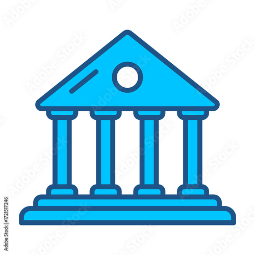 Government  Icon In Blue Monochrome Flat Design, Vector Illustration