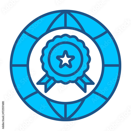 Iso Icon In Blue Monochrome Flat Design, Vector Illustration
