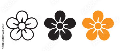 Flower icon set. isolated on white background for spring and nature designs.