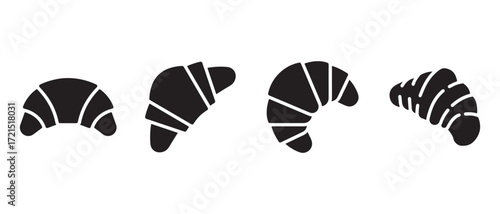 croissant icons set. isolated on white background in different shapes and sizes.