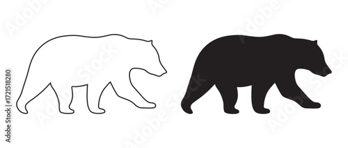 Bear icon set. isolated on white background for wildlife or nature theme design.